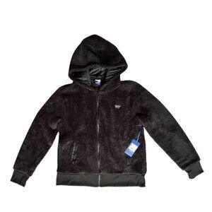 NWT PONY Black Sherpa Zip Up Hoodie Women’s Large